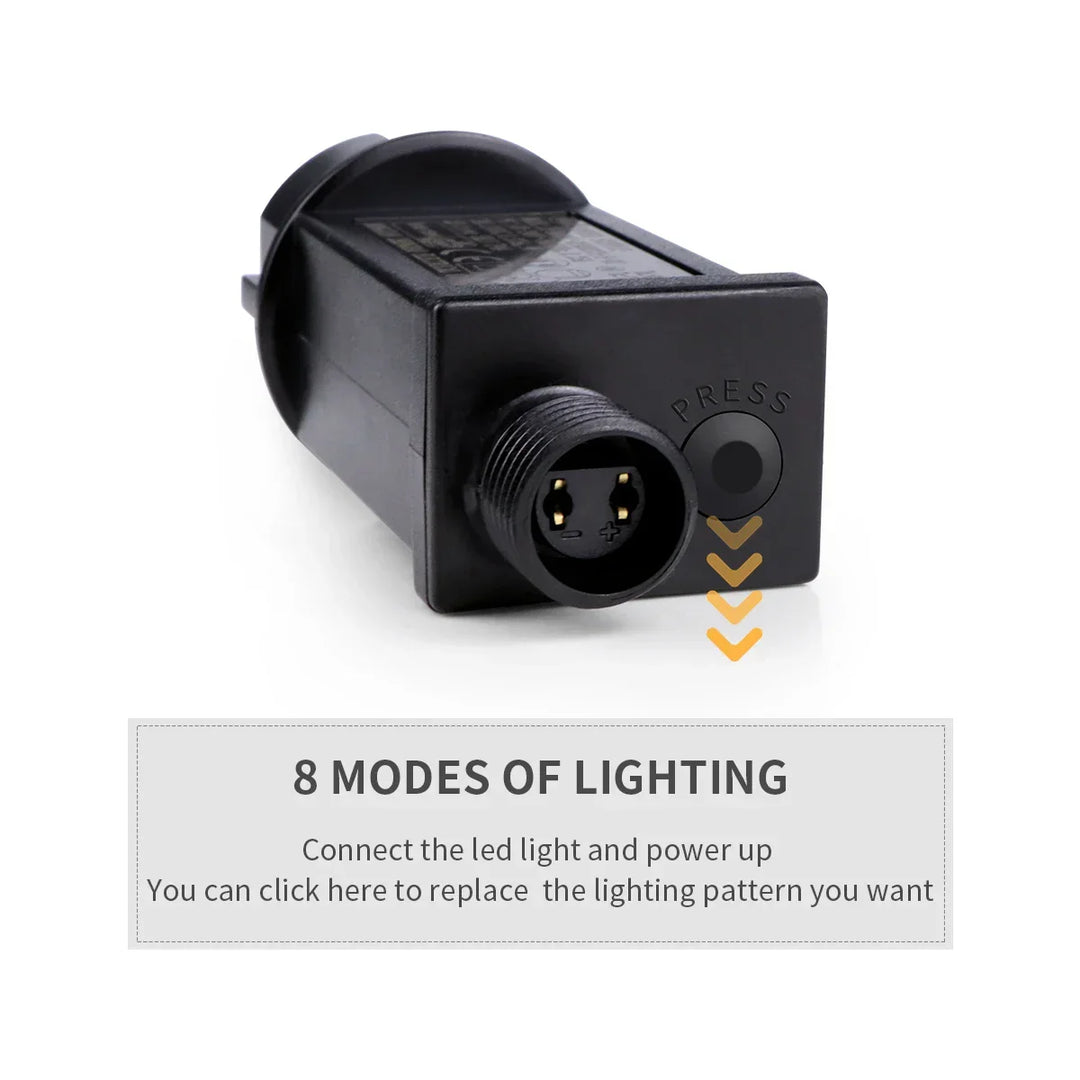 LuminaraX | 24V Outdoor LED Light Chain | 8 Lighting Modes | Waterproof IP65 | 10–100 m | For Garden, Home and Christmas Decorations