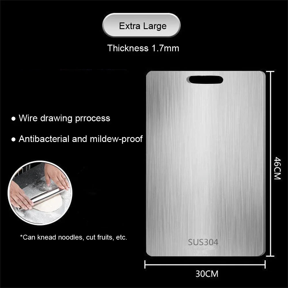 316 Stainless Steel Chopping Board – Thick, Double-Sided Board for Kitchen, Home Use and Kneading Dough