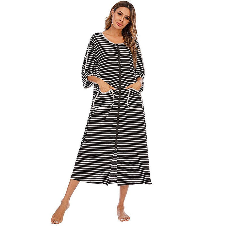 Warm Zip-Up Nightdress with Hood
