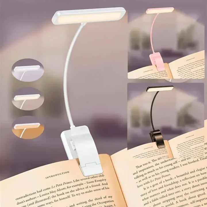FlexiRead Reading Lamp | USB Rechargeable | 3 Light Colours and Dimmable | Clip and Flexible Arm