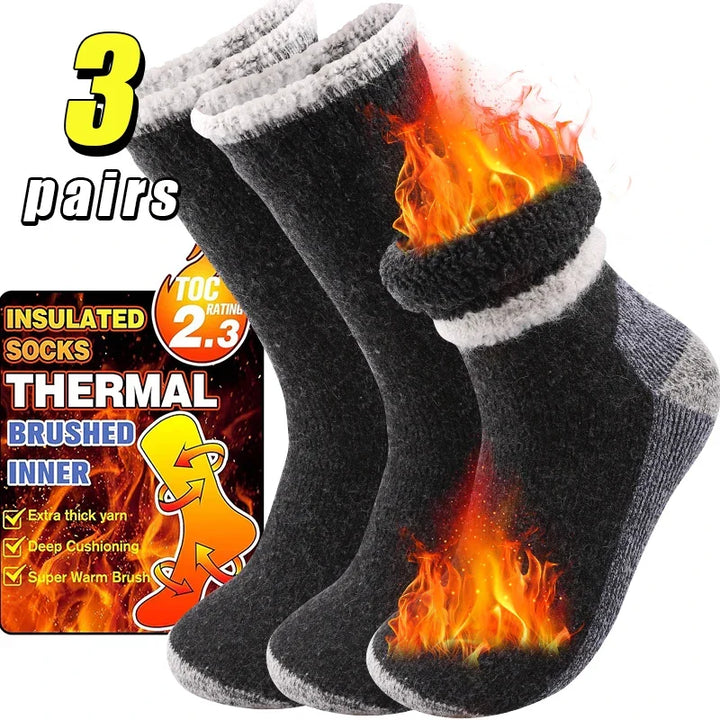 Merino Wool Socks for Men | Thermal Winter | Pack of 3 | Terry Lining & Mid Length