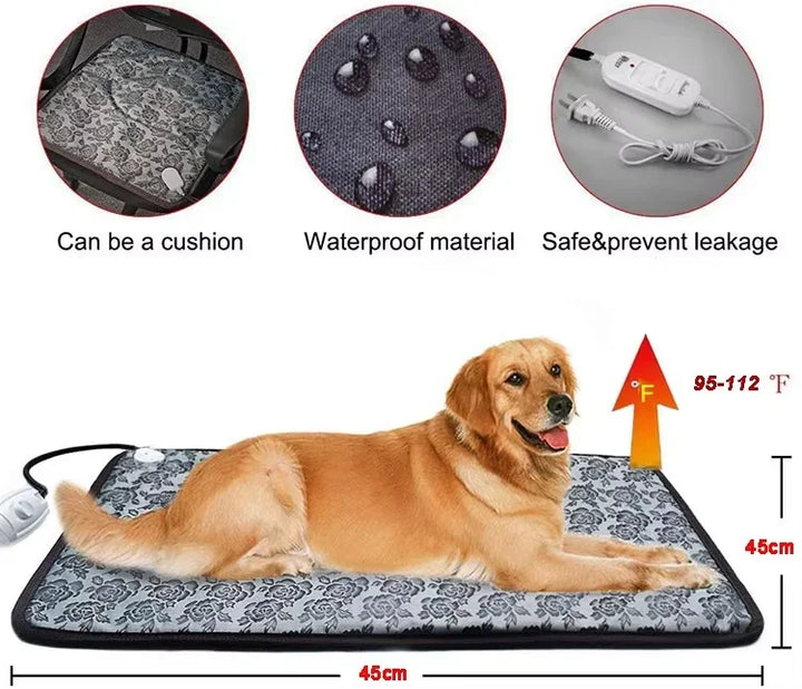 PawTherm Heating Mat for Pets | Temperature Control & Timer | Waterproof & Safe | For Dogs & Cats