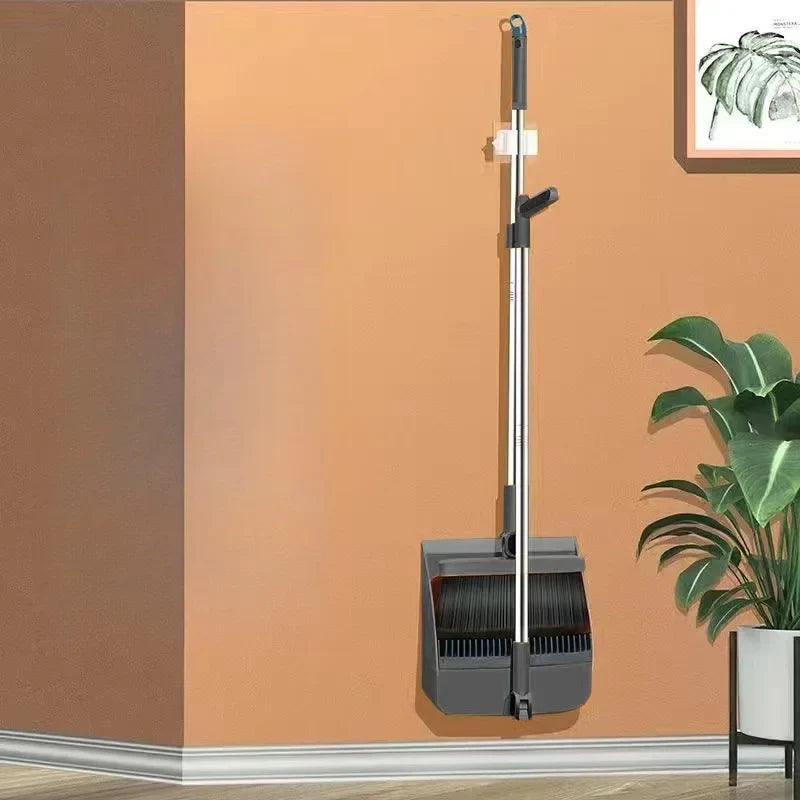 Compact Dustpan and Brush Set with Hair Removal and Foldable Dustpan