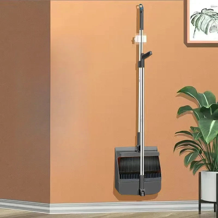 Compact Dustpan and Brush Set with Hair Removal and Foldable Dustpan