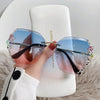 Rimless Sunglasses with Rhinestones