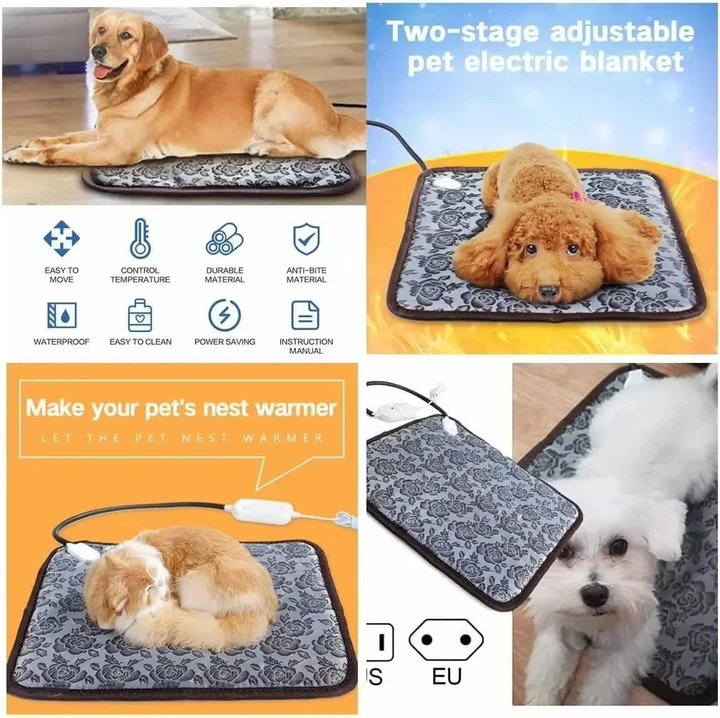 PawTherm Heizmatte für Haustiere | Temperaturkontrolle & Timer | Wasserdicht & Sicher | Für Hunde & Katzen