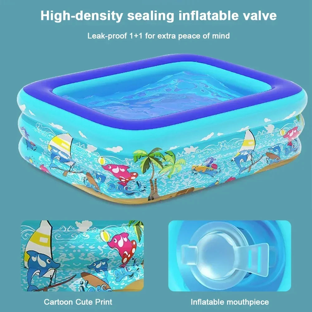 Luftolino Aufblasbarer Kinderpool | 110–180 cm | Extra Dickes PVC | Cartoon-Design für Garten und Balkon