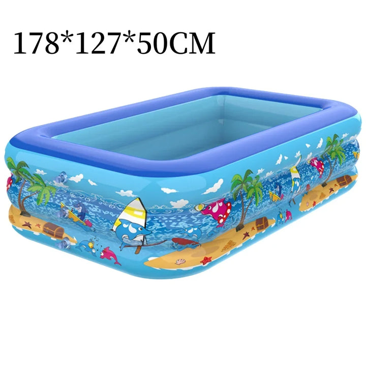 Luftolino Aufblasbarer Kinderpool | 110–180 cm | Extra Dickes PVC | Cartoon-Design für Garten und Balkon