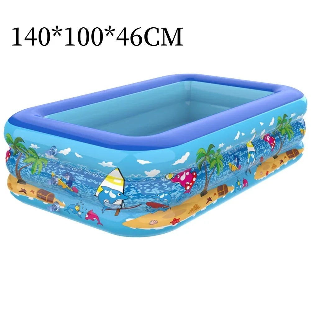 Luftolino Aufblasbarer Kinderpool | 110–180 cm | Extra Dickes PVC | Cartoon-Design für Garten und Balkon