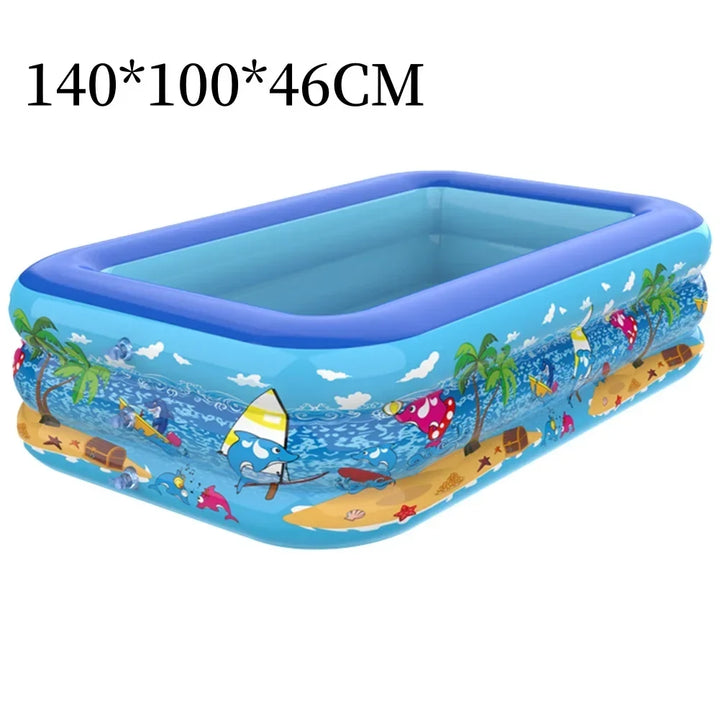 Luftolino Aufblasbarer Kinderpool | 110–180 cm | Extra Dickes PVC | Cartoon-Design für Garten und Balkon