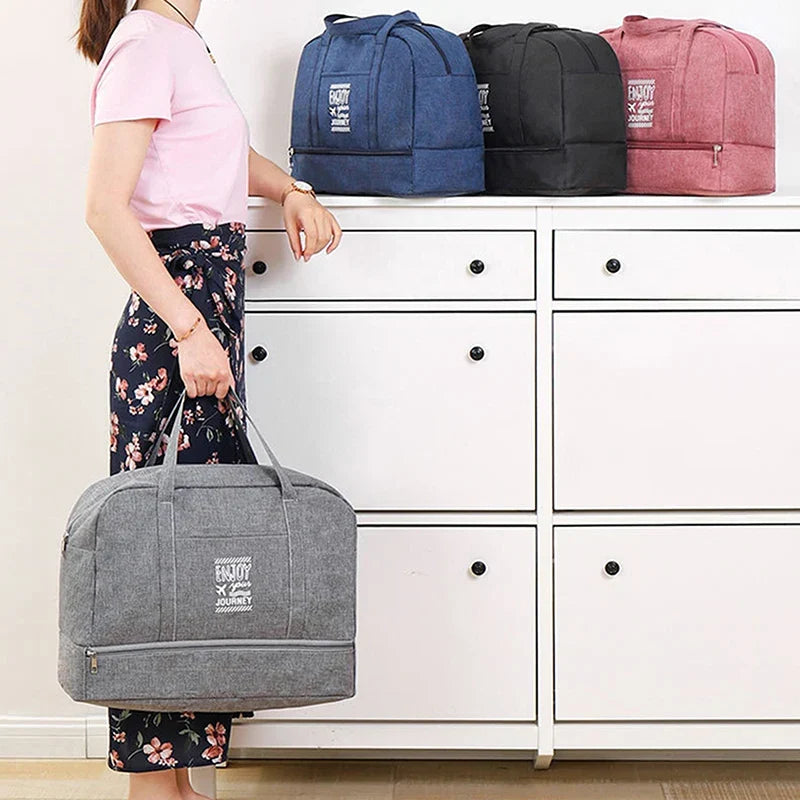 Lugviva Foldable Travel Bag for Women | Large Oxford Fabric Weekend Bag | Cabin Bag for Travel, Everyday Use and Sport