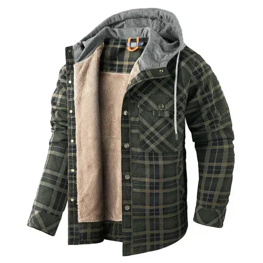 Men’s Plaid Hooded Shirt Jacket