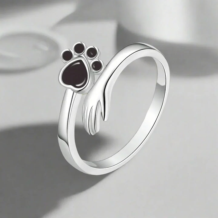 Sterling Silver Adjustable Ring – Hand and Paw Print Design