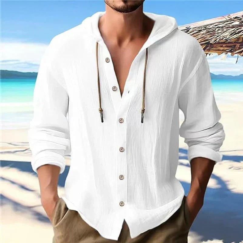 Breathable & Light Linen Men's Hooded Shirt – Malik