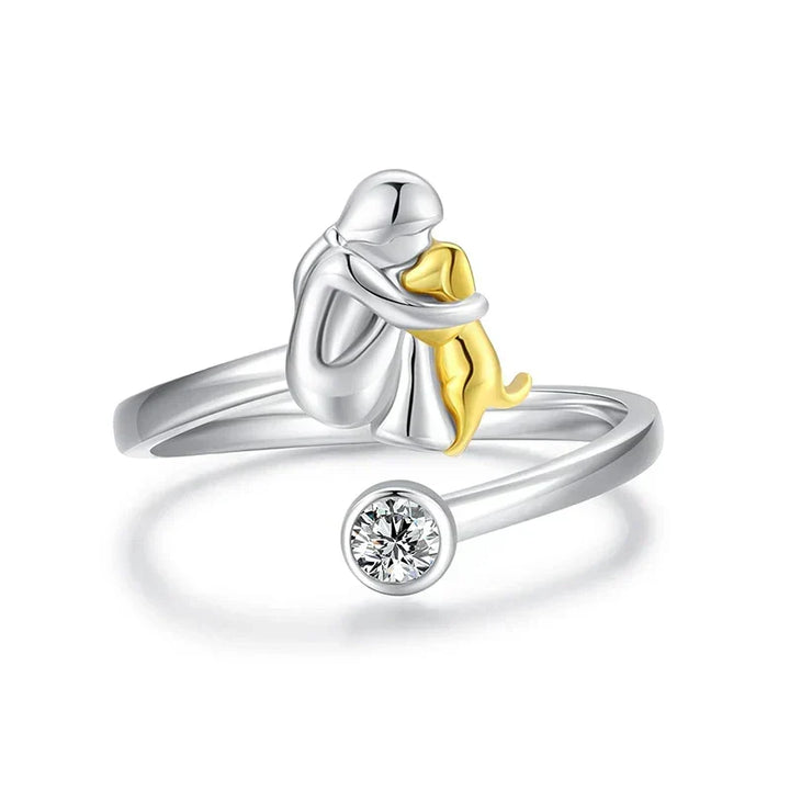 Soft rose gold ring with cute dog motif
