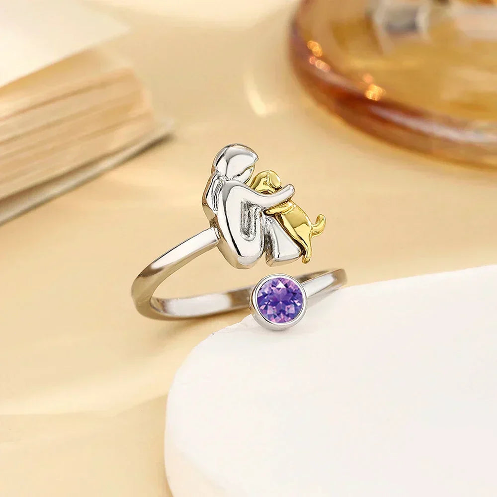 Soft rose gold ring with cute dog motif