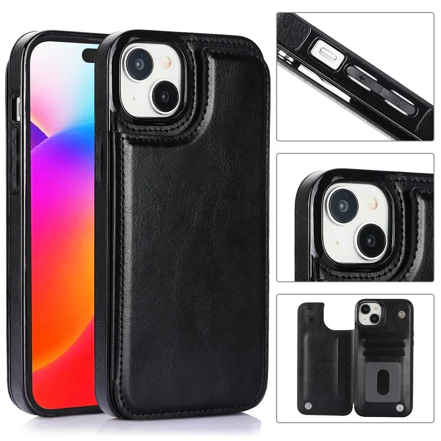 LeatherGuard | Elegant Leather Case with Card Compartments and Magnetic Closure | Vanero