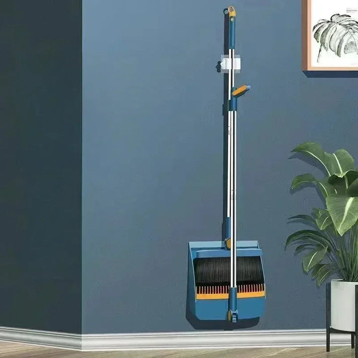 Compact Dustpan and Brush Set with Hair Removal and Foldable Dustpan