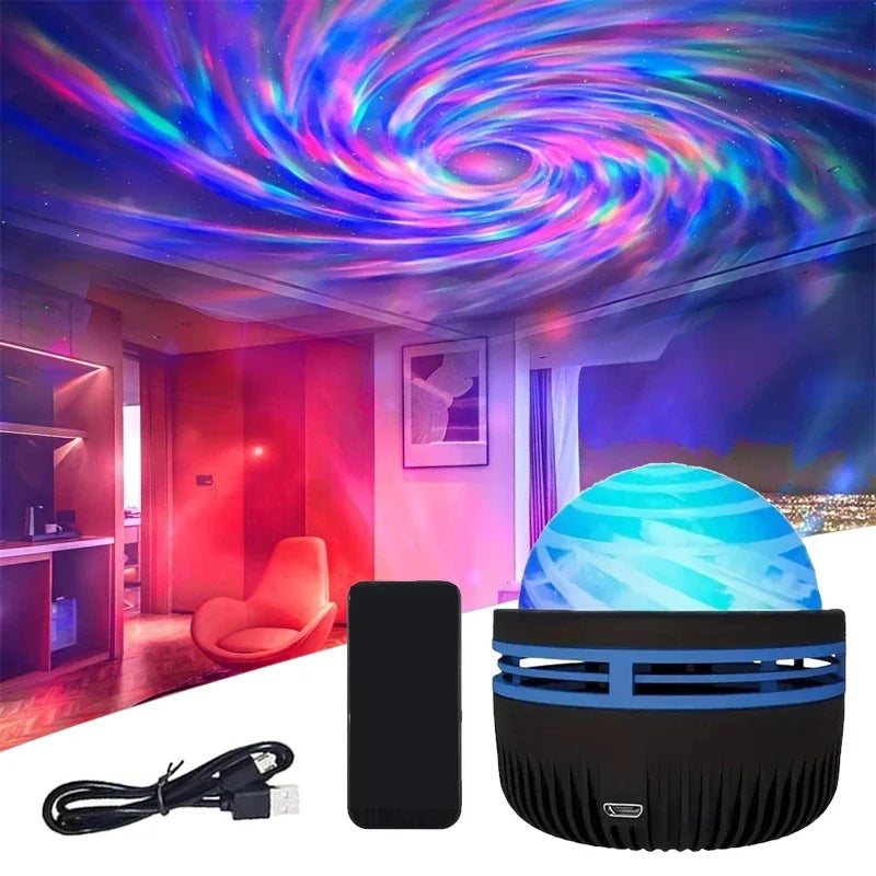 Polariva Northern Lights Projector | Music Sync & Remote Control | RGB Ambient Light | USB Charging | 7.8×7.8×8.7 cm