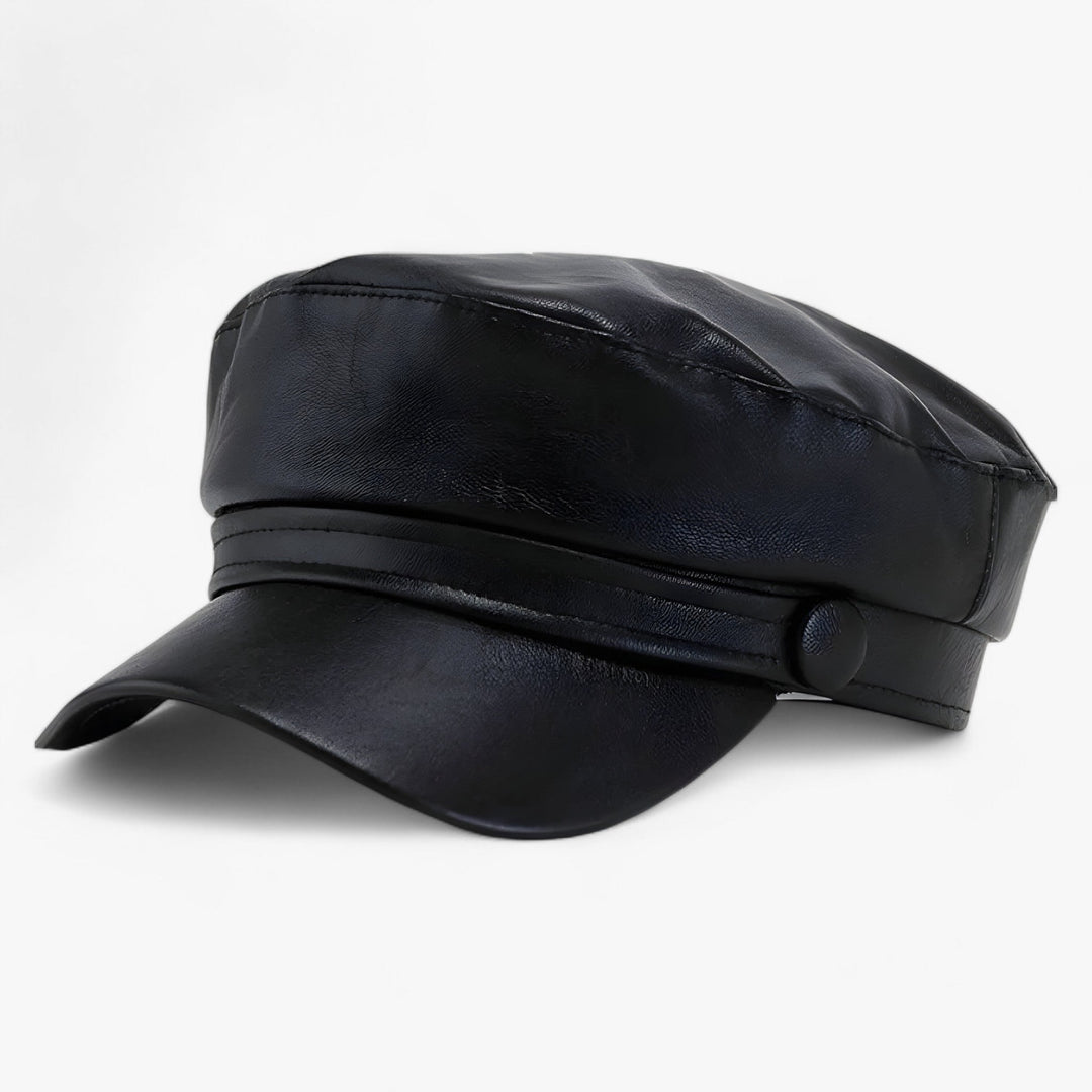 Octagonal Flat Cap for Women in PU Leather – Valence