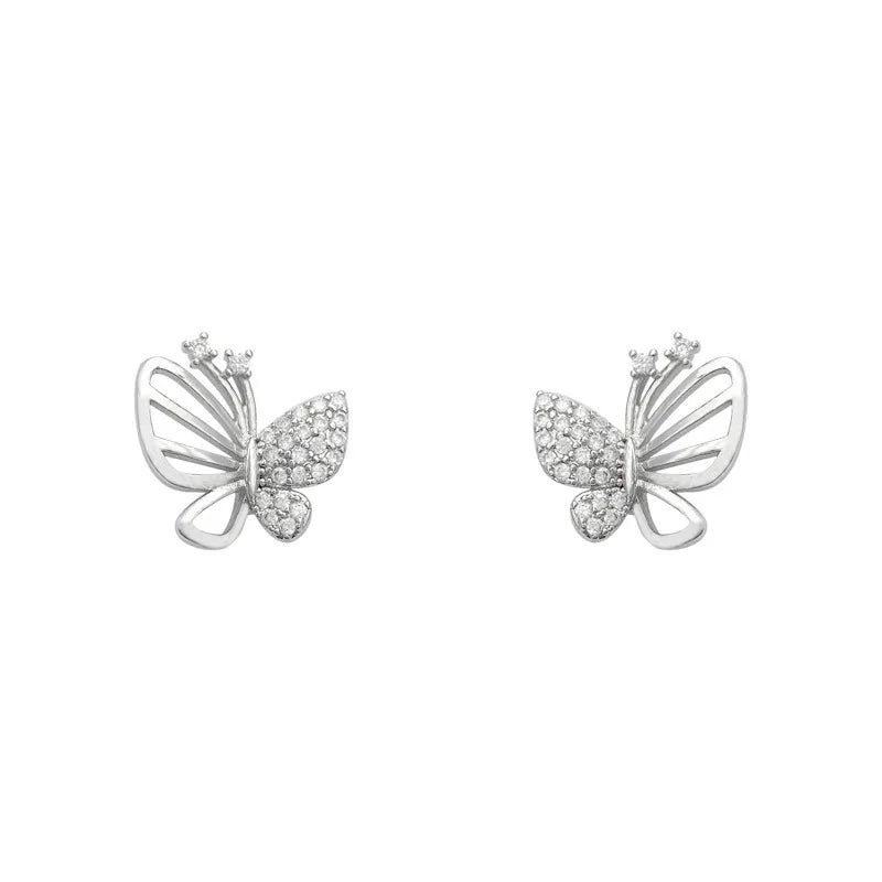 Elegant Cubic Zirconia Butterfly Stud Earrings