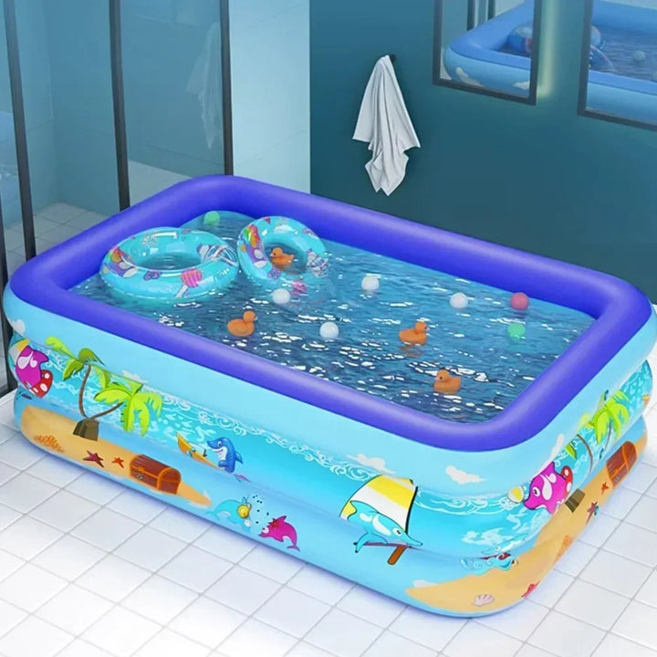 Luftolino Aufblasbarer Kinderpool | 110–180 cm | Extra Dickes PVC | Cartoon-Design für Garten und Balkon