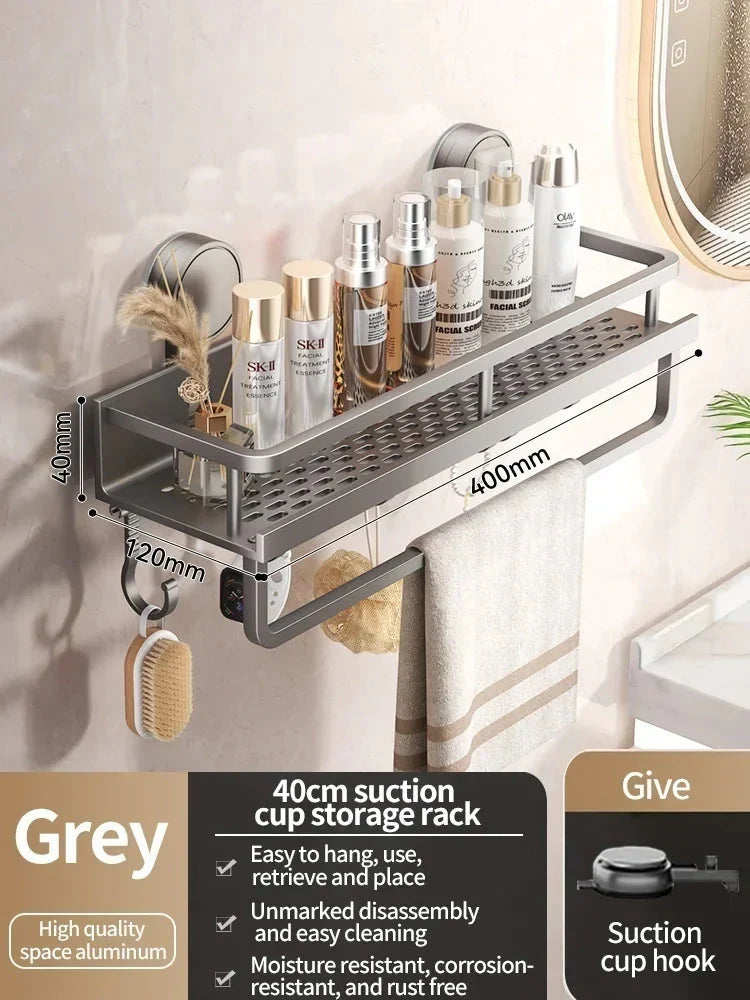 Suction Cup Bathroom Shelf | No Drilling | Drainage Tray | SnapShelv