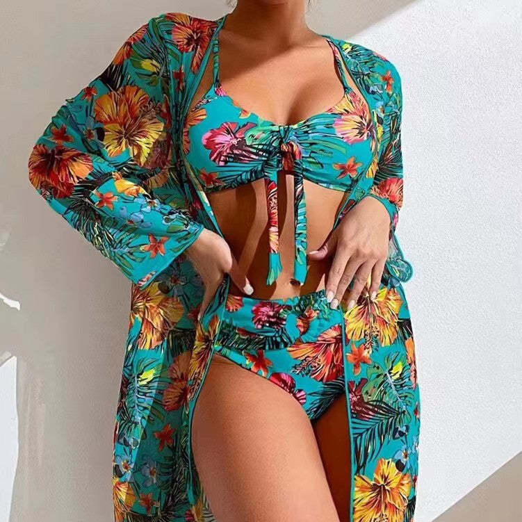 High-Waisted Bikini Set with Cover-up – Amira