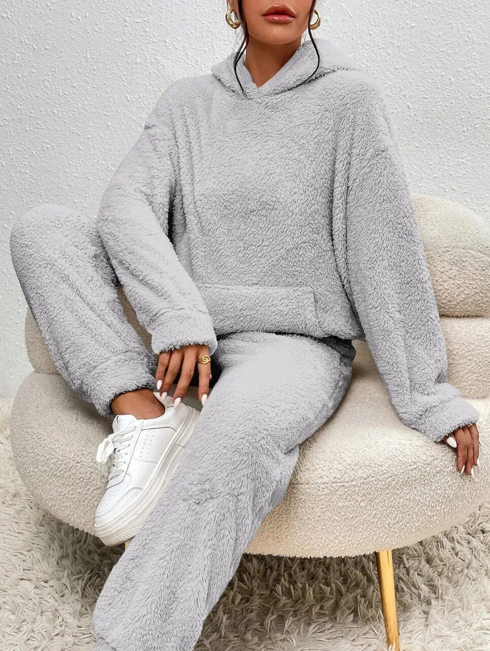 Ultra-Comfortable Teddy Lounge Set with Hoodie