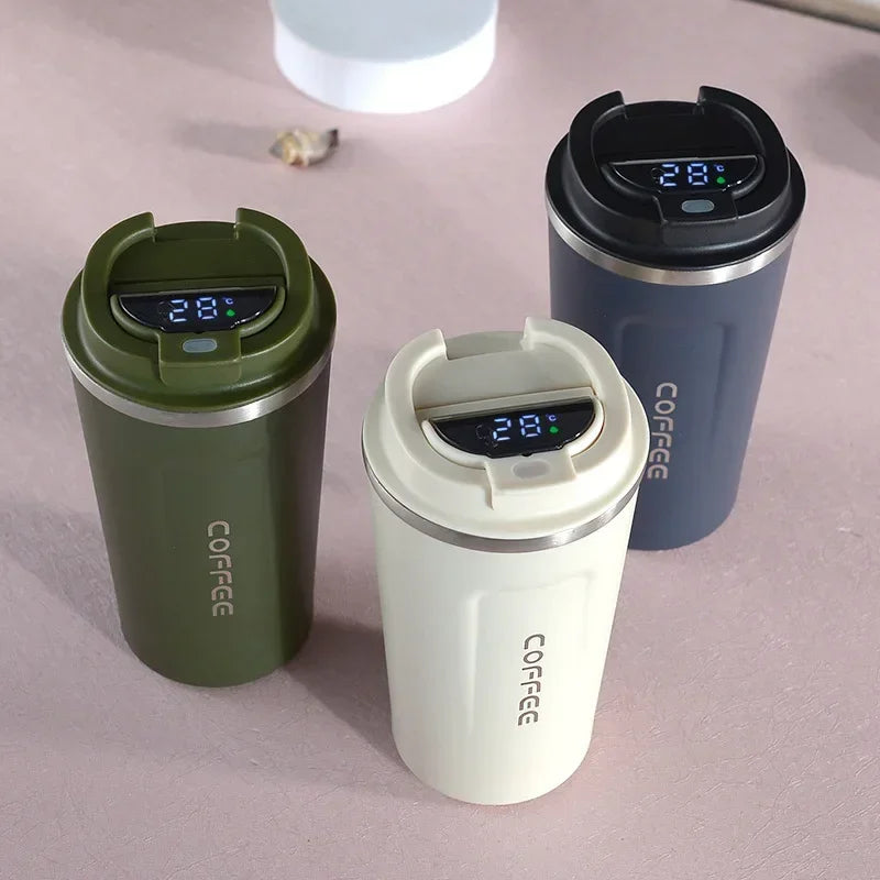 Stainless Steel Thermal Mug with Smart Temperature Display – TempMate