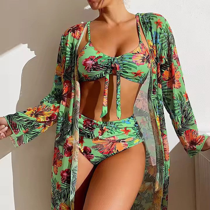 High-Waisted Bikini Set with Cover-up – Amira