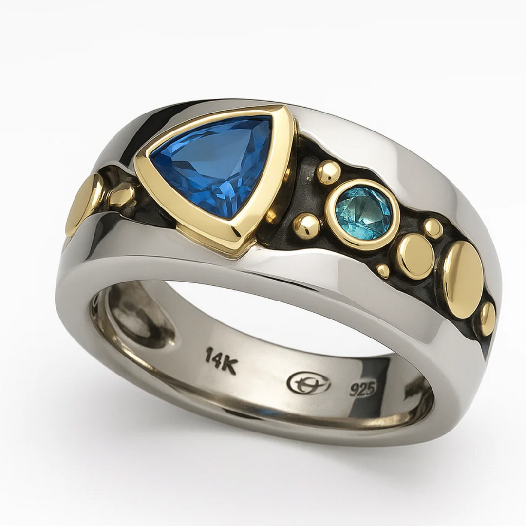 Elegant Ring with Blue Cubic Zirconia