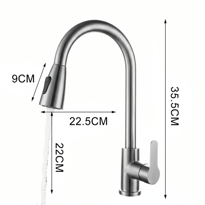 SWIVELUX – Elegant Kitchen Tap with Pull-Out Function and 360° Rotation