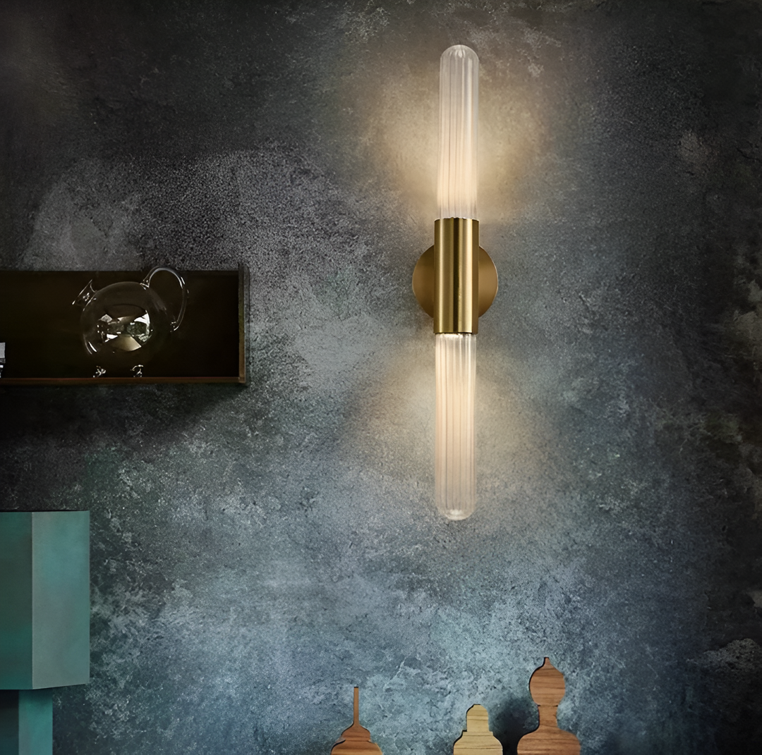 Nordic Water-Wave Glass Wall Light in Brass, 1-Light LED
