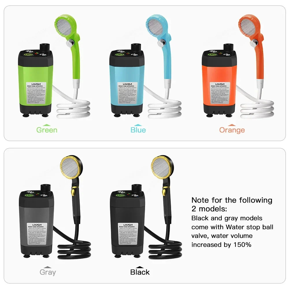 Portable Camping Shower Kit – With Digital Display and Adjustable Water Flow for Adventurers