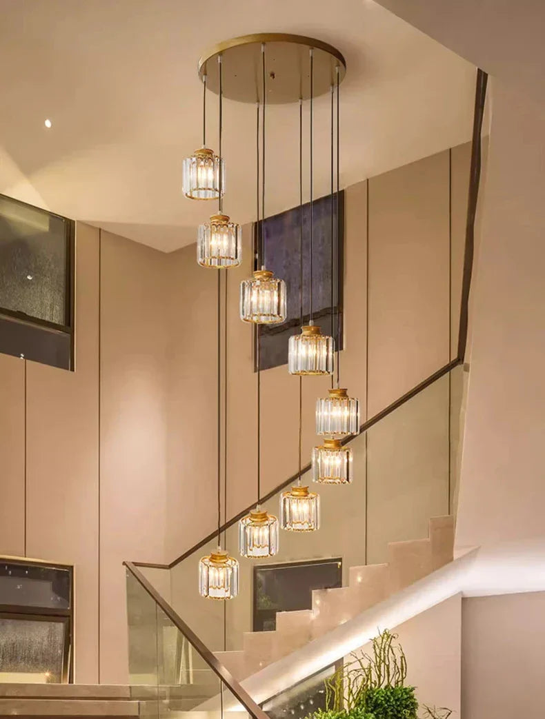 Long Glass Chandelier for Staircases and Entrances