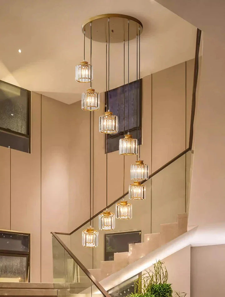Long Glass Chandelier for Staircases and Entrances