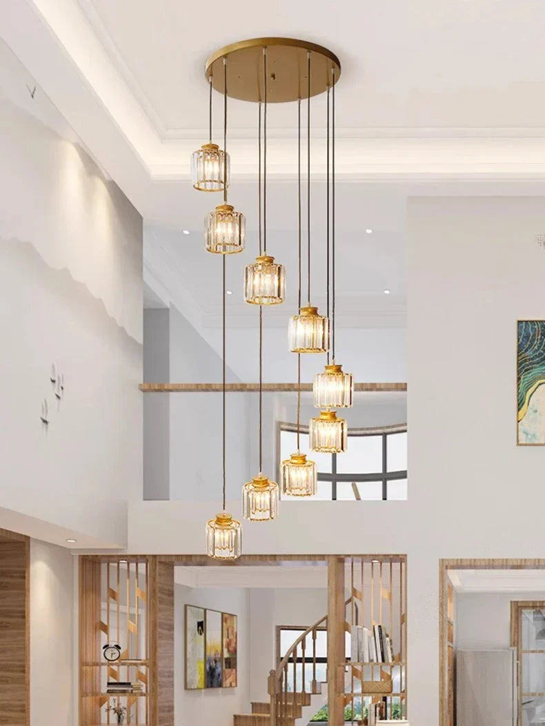 Long Glass Chandelier for Staircases and Entrances