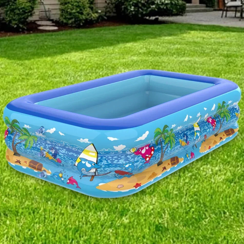 Luftolino Aufblasbarer Kinderpool | 110–180 cm | Extra Dickes PVC | Cartoon-Design für Garten und Balkon