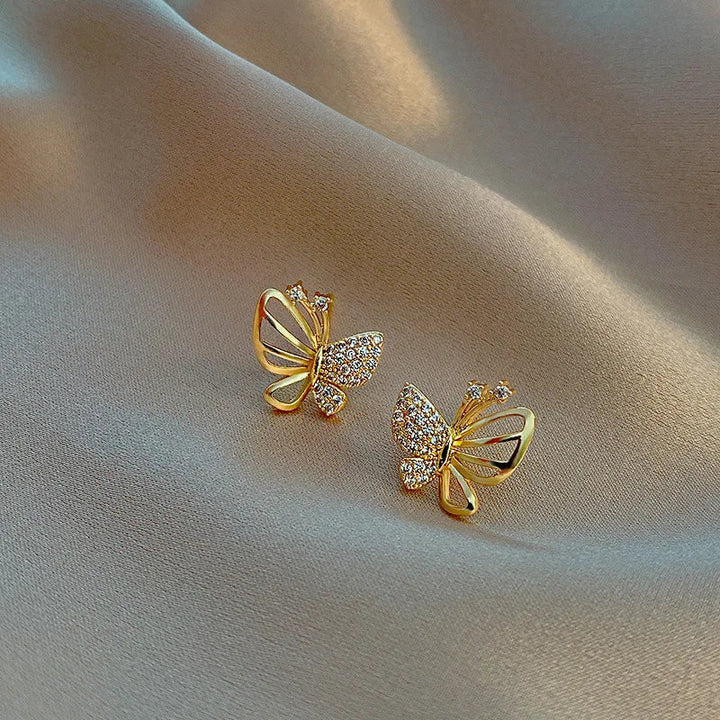 Elegant Cubic Zirconia Butterfly Stud Earrings