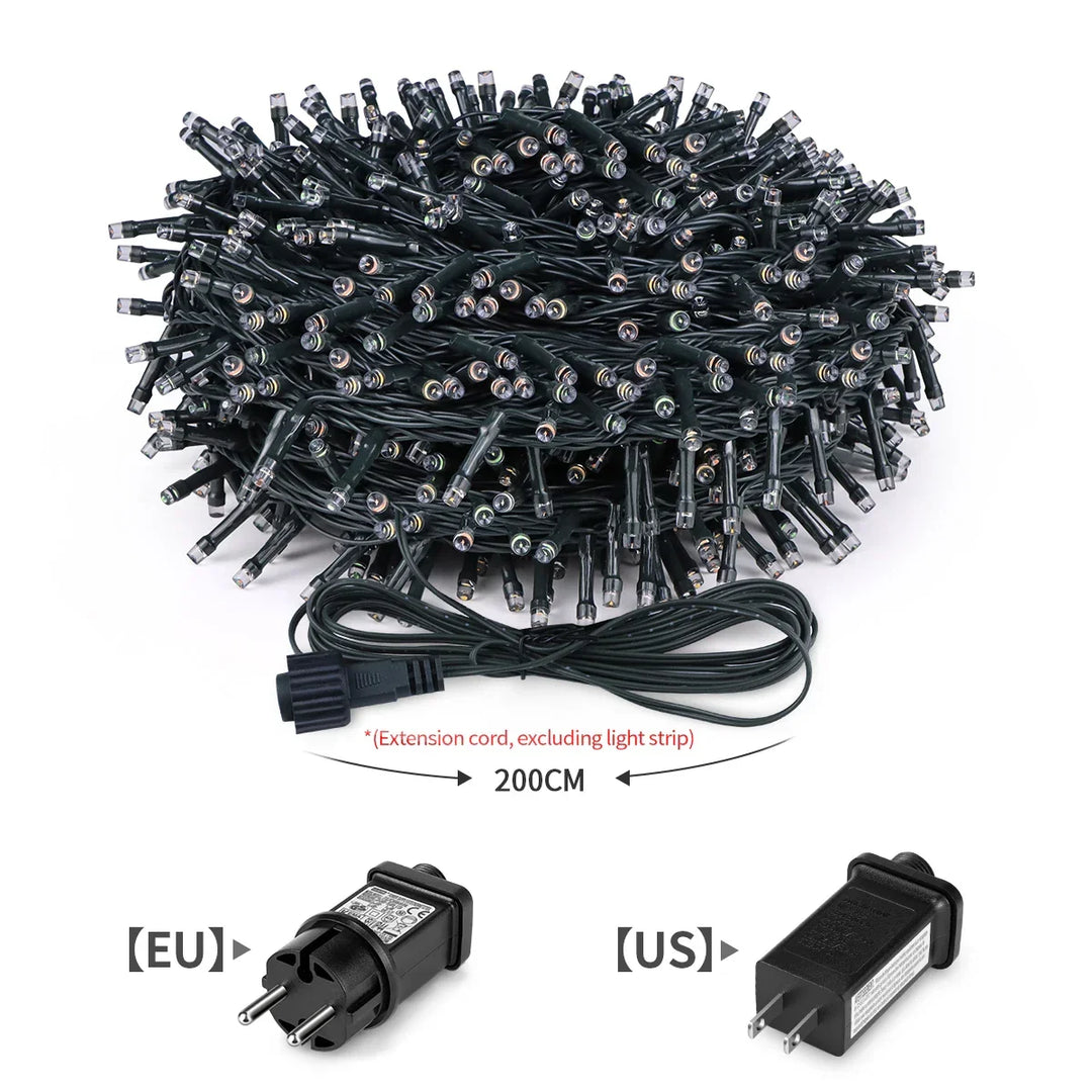 LuminaraX | 24V Outdoor LED Light Chain | 8 Lighting Modes | Waterproof IP65 | 10–100 m | For Garden, Home and Christmas Decorations
