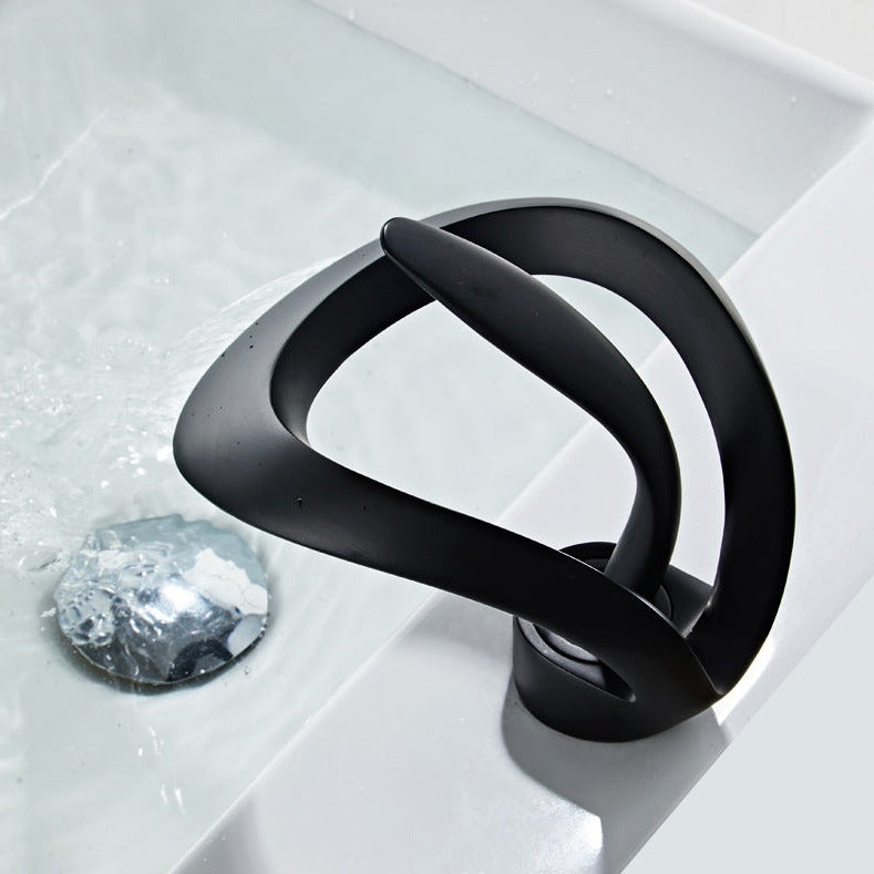 FlowArc – Modern Bathroom Tap with Waterfall Spout and Minimalist Operation