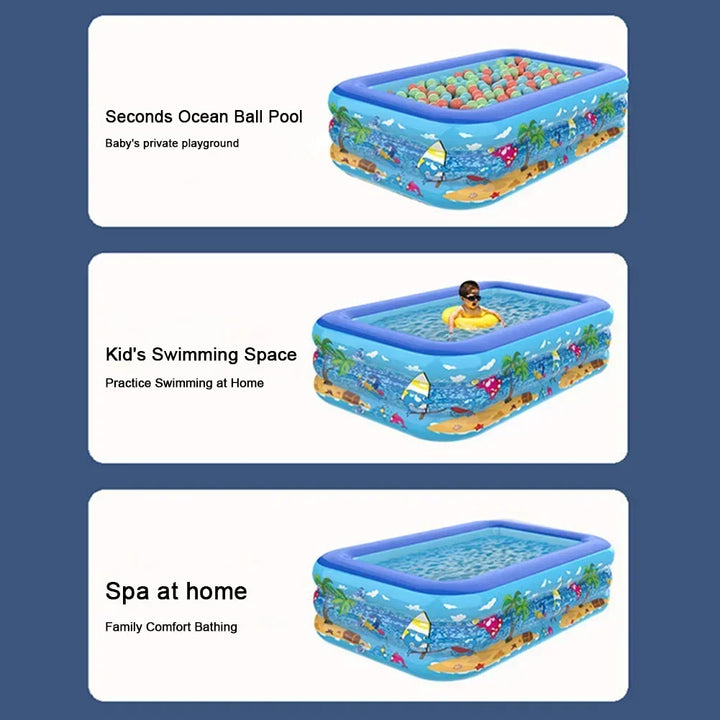 Luftolino Aufblasbarer Kinderpool | 110–180 cm | Extra Dickes PVC | Cartoon-Design für Garten und Balkon
