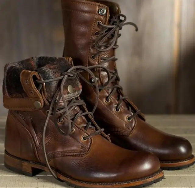 Women's lace-up boots with supportive sole