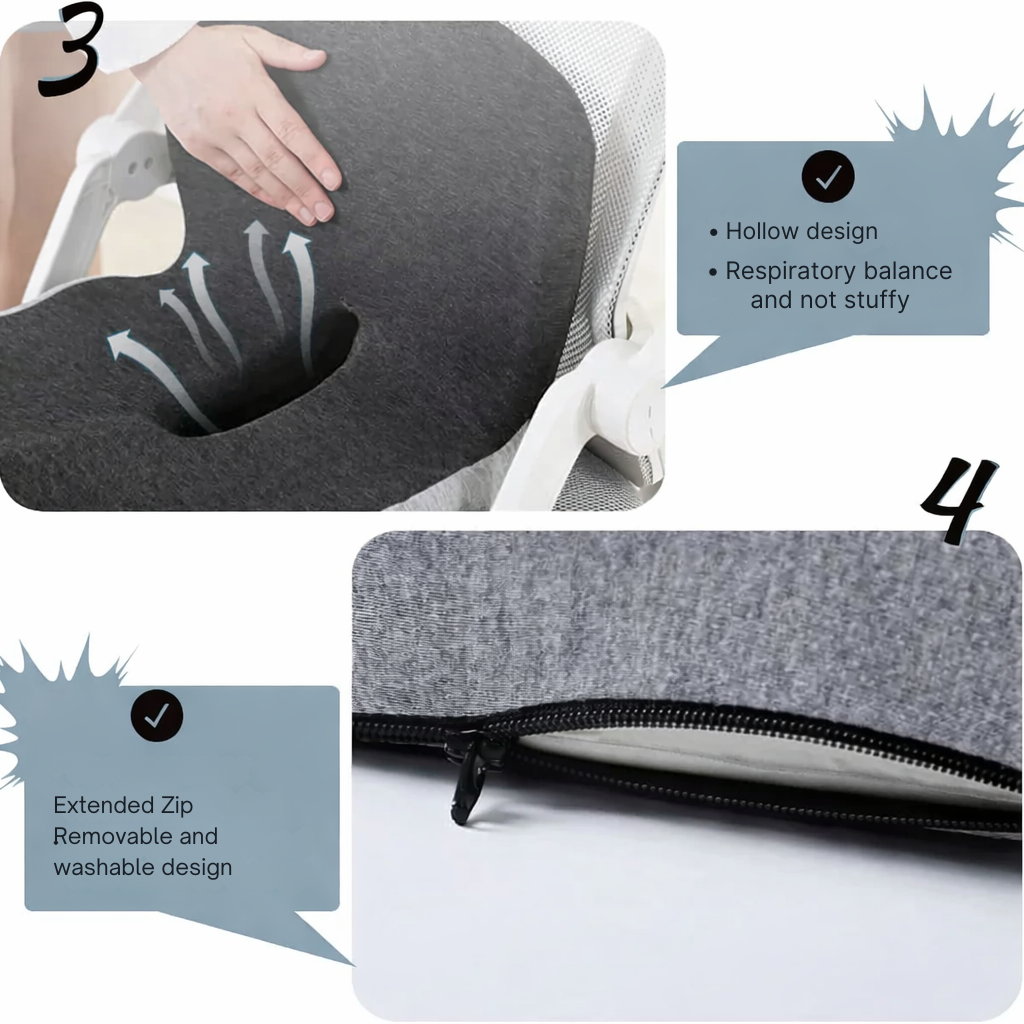 Chair Cushion | Ergonomic Memory Foam Cushion | Weight-Bearing & Non-Slip | ErgoComfort