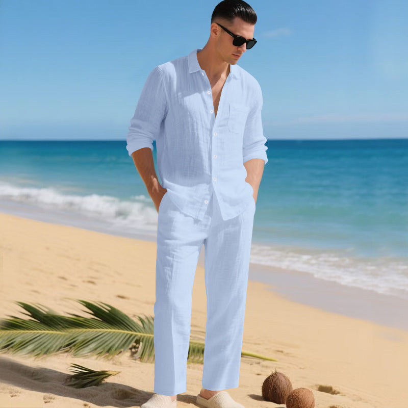 Men's 2-Piece Summer Set | Linen Shirt & Trousers