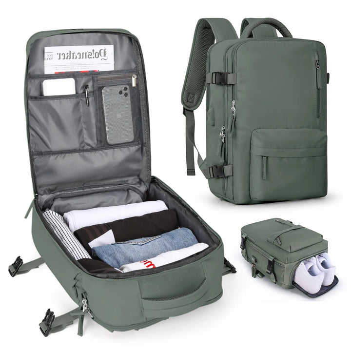 Multifunctional women's backpack 35 L with USB port