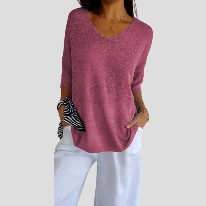 Women’s Knit V-Neck Top – Casual Style with Everyday Flair