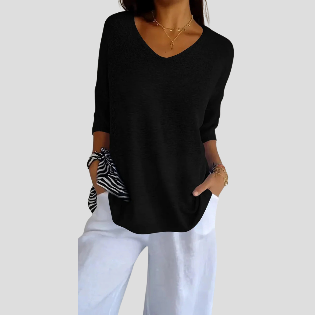 Women’s Knit V-Neck Top – Casual Style with Everyday Flair