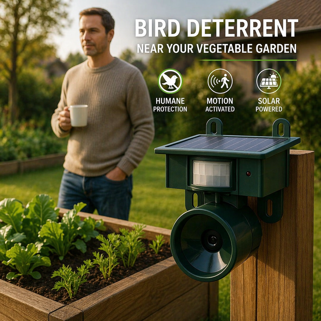Bird Deterrent Device | Solar-Powered Sensor | Natural Bird of Prey Calls | Birdfend